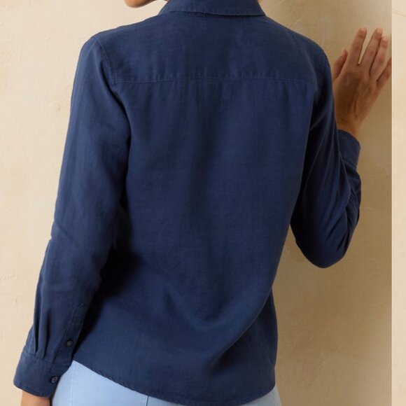 Tommy Bahama Navy Linen button down shirt, Med - Picture 2 of 10